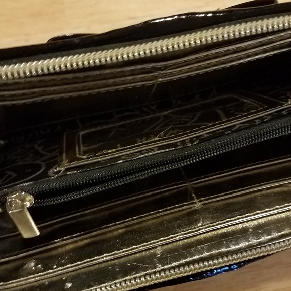 Betsey Johnson pink and black clutch wallet gold lining - Picture 5 of 8